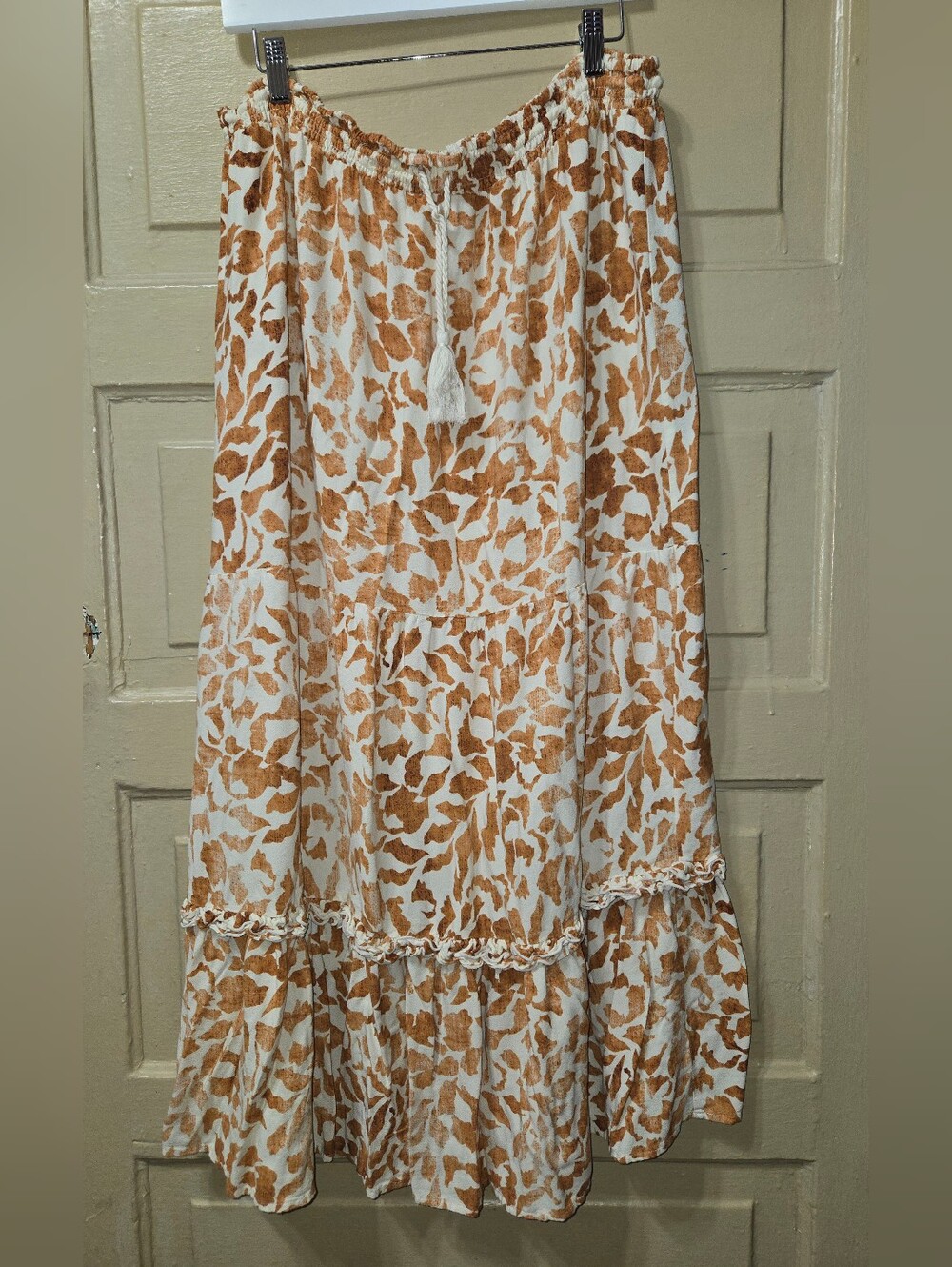 Ryegrass Natural Animal Primt Fall Harvest Tiered Maxi Skirt EUC XXL